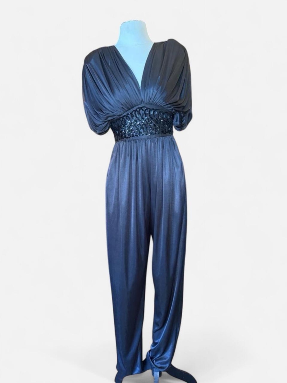 Vintage 70s Draped Sequin Jumpsuit